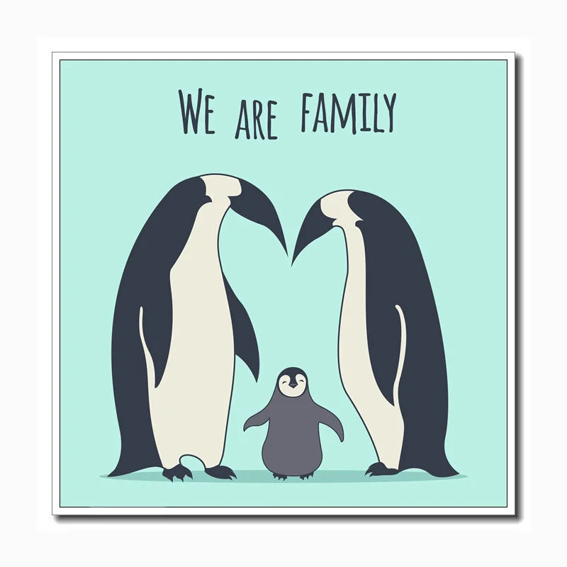 Affiche De Pingouin We Famille Kawaii Dessin Anime Moderne Nordique Decor Artistique Peinture Pour Enfants Chambre Bebe Sans Cadre Aliexpress