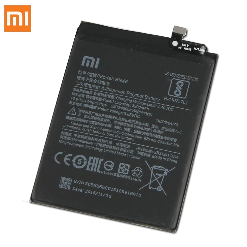 Сменный аккумулятор BN46 для Xiaomi Redmi Note8 Note 8 Redmi 7 Redmi7 Note 6 Note6 настоящий Аккумулятор для телефона 4000 мАч