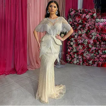 

Brilliant Round Neck Mermaid Evening Dress Floor-Length Prom Dress Beaded Tassel Robe De Soiree Aibye Robe De Soiree Aibye Dubai