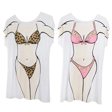 2 шт Новинка женский бикини печатная пляжная одежда купальник футболка Пижама