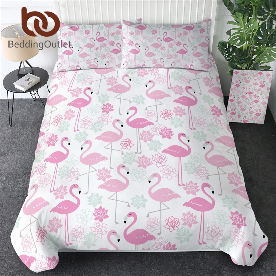 beddingoutlet pembe flamingo beyaz nevresim set hayvan baskili kus yatak seti kral sevimli kiz yatak ortusu 3 parca ortudeki bird bedding set bedding set kingduvet cover set aliexpress