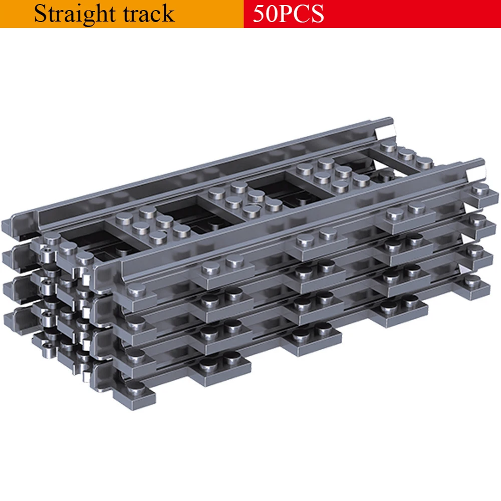 

50/100Pcs/Lot City Trains Train Track Rail Straight Rails Building Blocks Set Bricks DIY Model Kids Classic Toys For Children