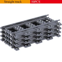 50/100 pçs/lote trens da cidade trilho de trem trilhos retos blocos de construção conjunto tijolos diy modelo crianças brinquedos clássicos para crianças