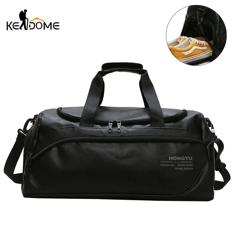 Online Shoulder Soft Leather Gym Bags Travel Bag for Men Men Sports Fitness Gymtas Duffel Training Luggage Tas Sac De Sport 2019 XA5WD