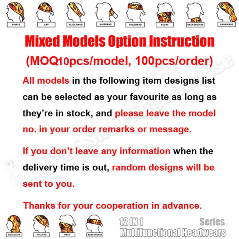 Бесшовная Бандана Шарфы, затычки для шеи, затычки для шеи с черепом, уличная маска на Хэллоуин, УФ повязка на голову, лыжная маска-Балаклава - Цвет: 100pcs mix designs