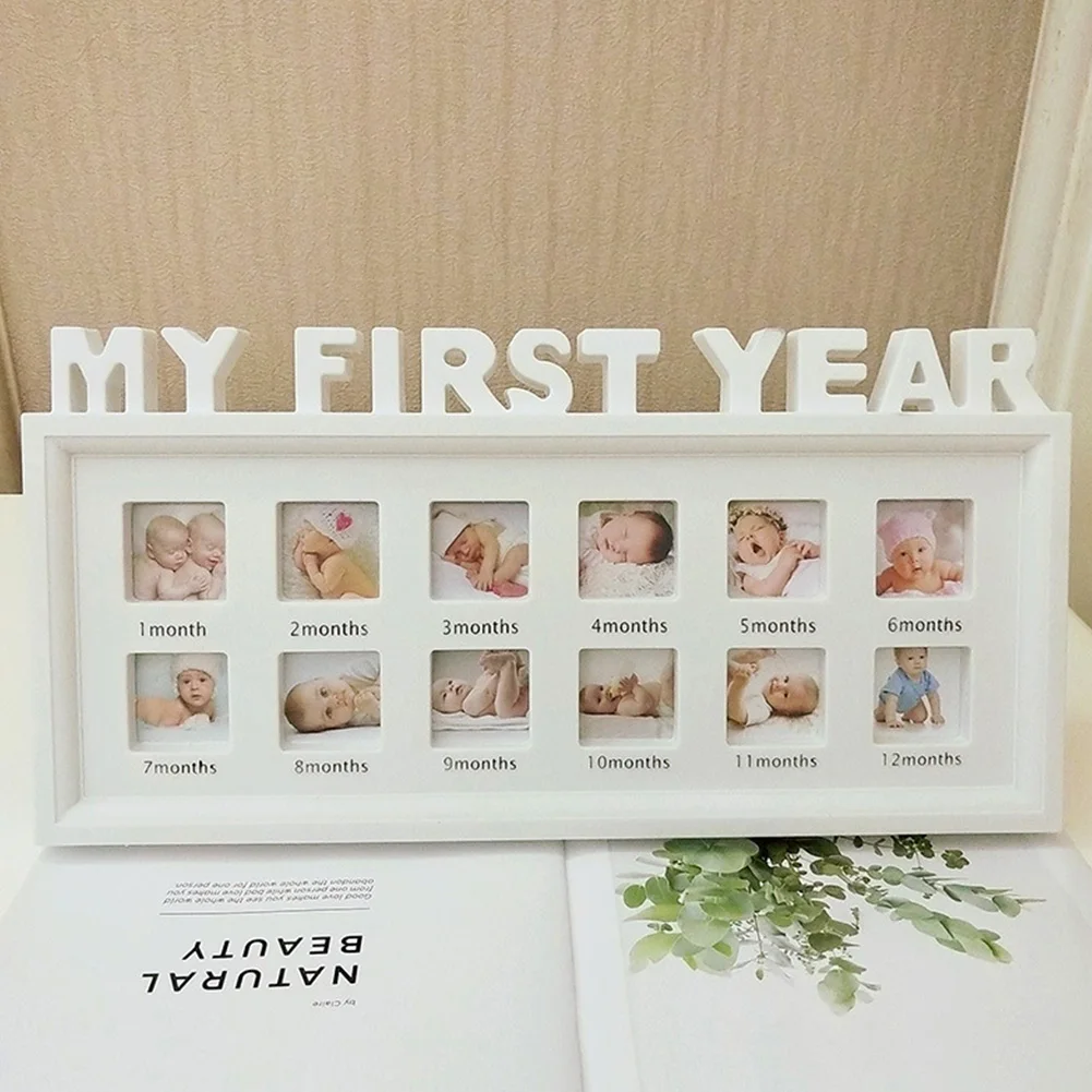 12 месяцев мой первый год сувениры фоторамка Дисплей Украшения Младенческая картина ПВХ рабочего стола новорожденного ребенка Moments шоу