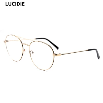 

LUCIDIE Anti Blue Ray Eyeglasses Oversized Round Circle Eye Glasses Vintage Retro Metal Frame Clear Lens Glasses Fashion Eyewear
