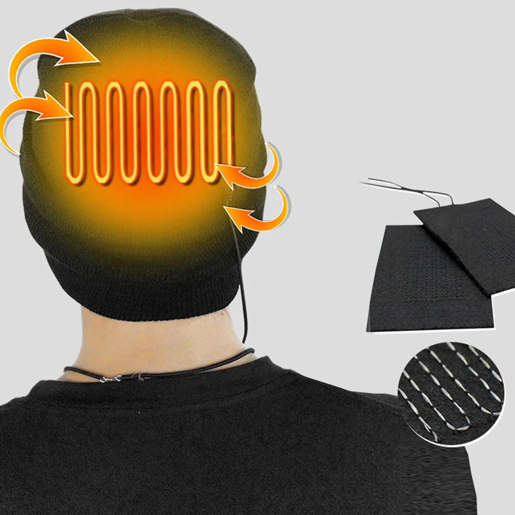 Мужская и женская зимняя Лыжная шапка с электрическим подогревом, эластичное теплое моющееся велосипедное, рыболовное, перезаряжаемое, трикотажное, с батареей, одноцветная шапка