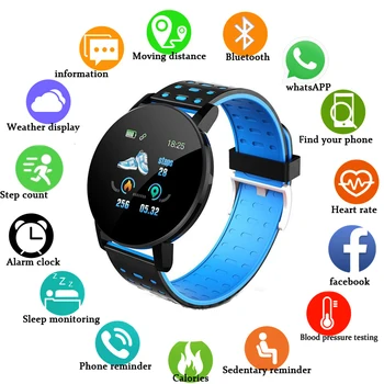 

119Plus Bluetooth Smart Watch Men Blood Pressure Smartwatch Women Watch Sport Tracker WhatsApp For Android Ios PK M3 M4 D17 D18