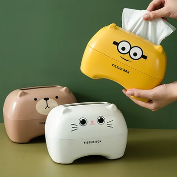 

Cartoons Tissue Box Nordic Style Roll Paper Storage Box Cat Bear Tissue Box Container Tissue Napkin Holder Household Storage Box