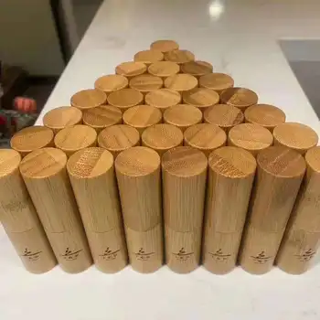 

3g 5g 6g Bamboo Lipstick Balm Tube Lip Gloss Makeup Tools Cosmetic Empty Lipstick Tube bamboo lip gloss container engraving logo
