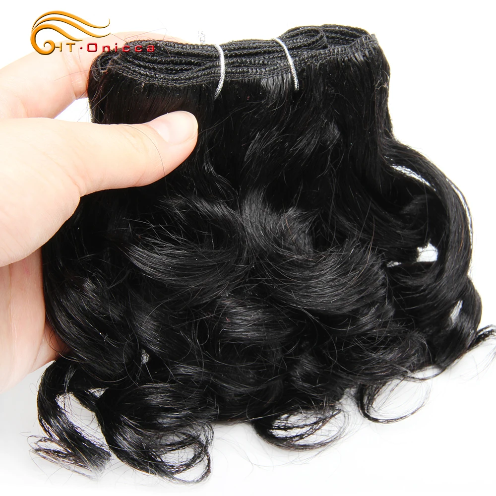 6 Pcs/Lot Curly Hair Bundles 8 Inch Ombre Brazilian Hair Weave Bundles Color 1B/2/4/30/33/99J/27 Human Hair Extension Remy