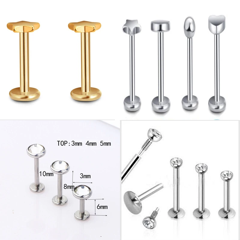 

1pc 16G Stainless Steel Labret Ring Rose Gold Star Shape Lip Rings Cartilage Piercings Tragus Ear Rings Stud Sexy Body Jewelry