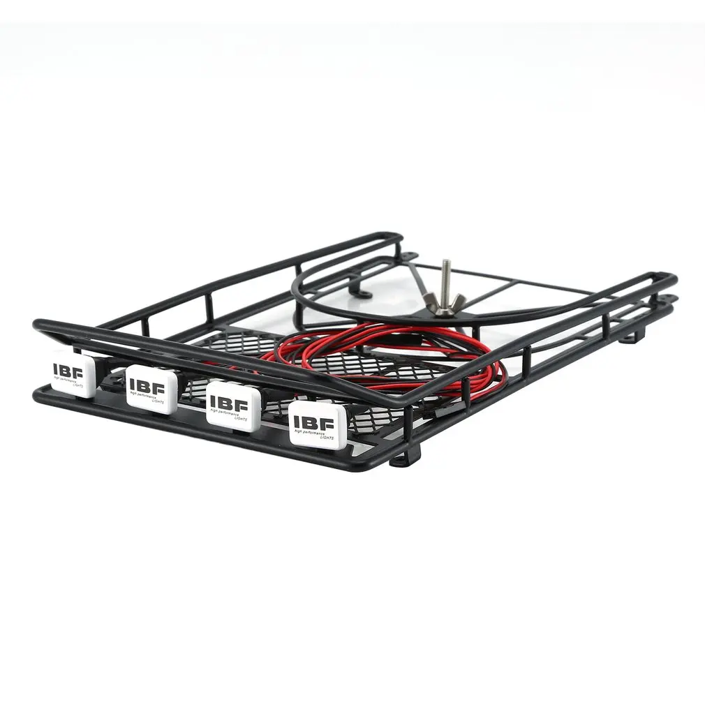 

Roof Rack Luggage Carrier with 4 LED Light Bar for 1/10 RC Car Monster Truck Crawler SUV TAMIYA CC01 CR01 AXIAL SCX10 Model Car