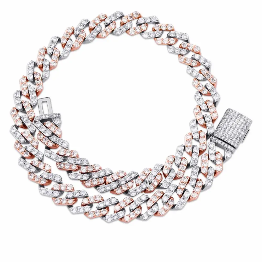 Two color TOPGRILLZ 16 дюймов-30 дюймов замок застежка 12 мм тяжелые Iced Out кубинские цепи ожерелье кубическое цирконовое колечко для мужчин хип хоп ювелирные изделия - Окраска металла: Two color
