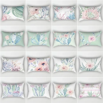

Elife Tropical Cactus plant Polyester decorative rectangular pillow shams pillows case throw Cushion Cover For Sofa car 30x50cm