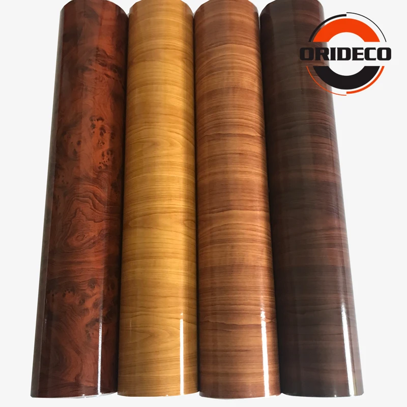 glossy wooden grain vinyl sticker