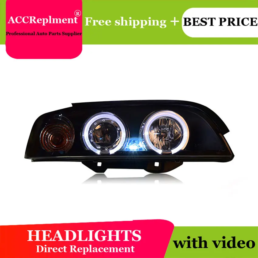 

Car Styling For BMW E39 Headlights U Angel Eyes 1995-2003 For BMW E39 LED Light Bar Q5 Bi Xenon Lens LED Bulb Projector
