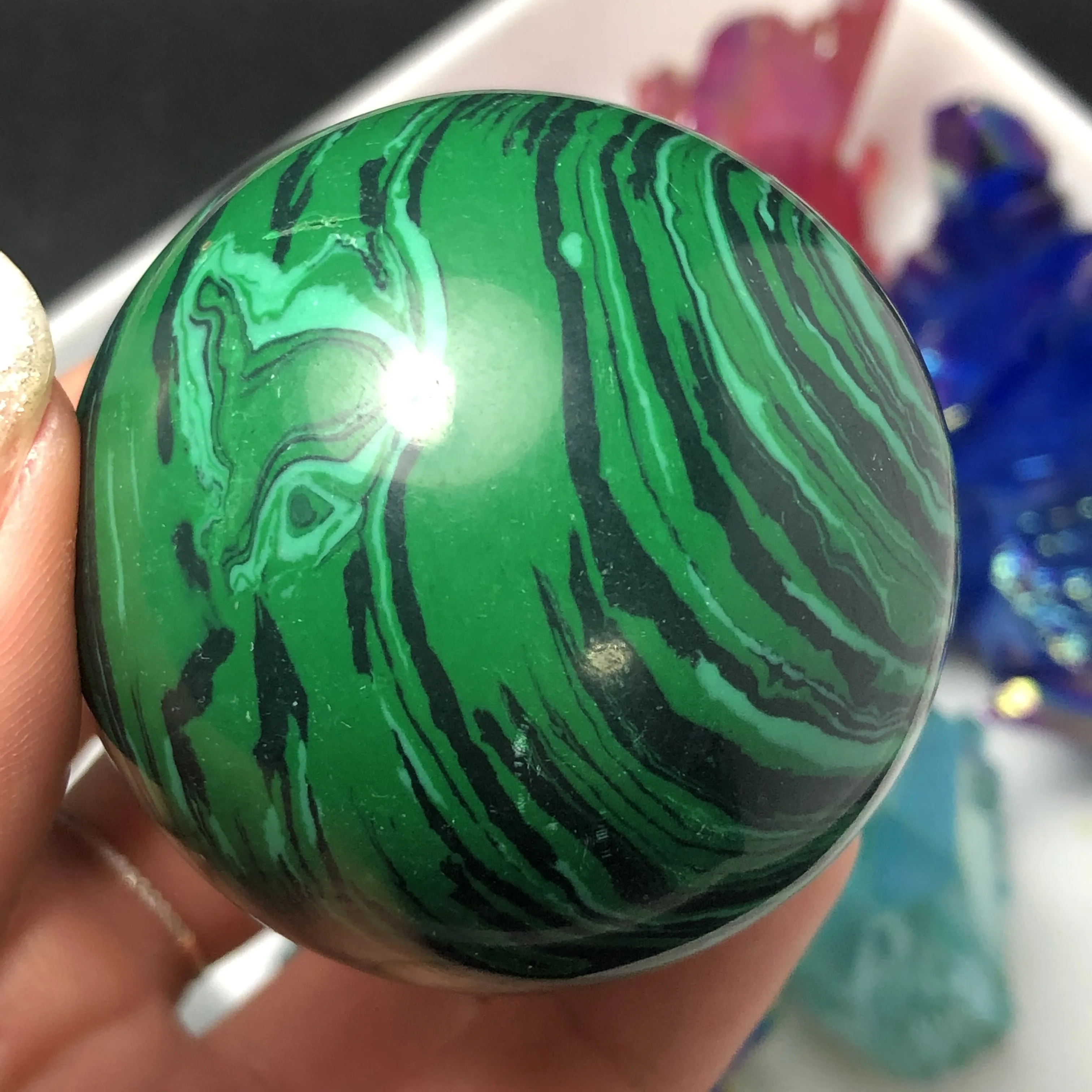 1pc Natural Malachite Crystal ball Stone Gemstone Massage Home Decoration | Дом и сад