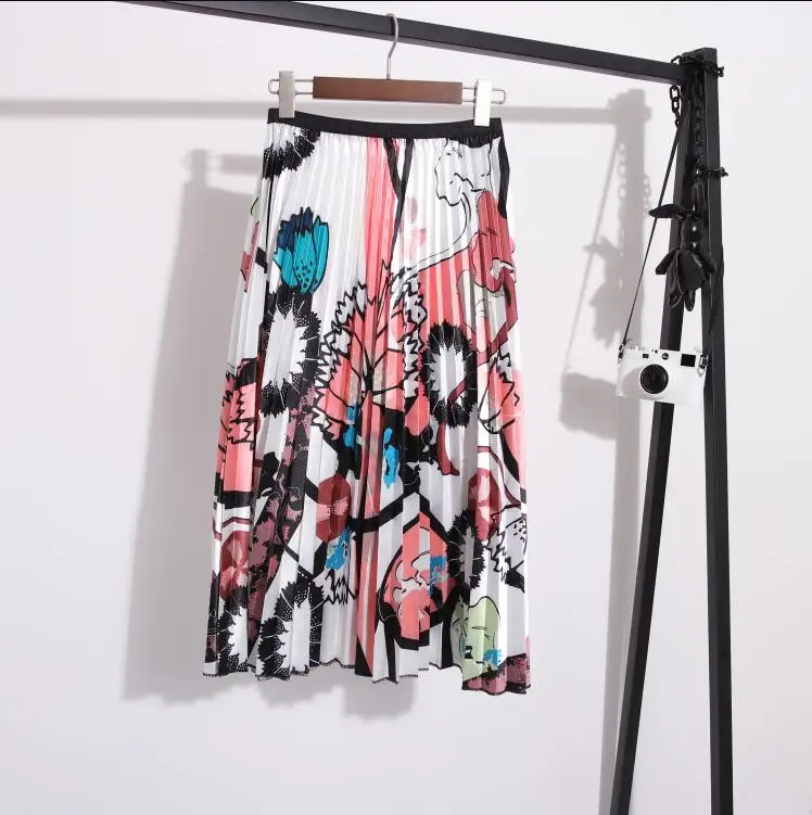 2022 New spring summer Women Fashion Skirts High Waist Rainbow Striped Change Pleated A-Line Skirt yy143