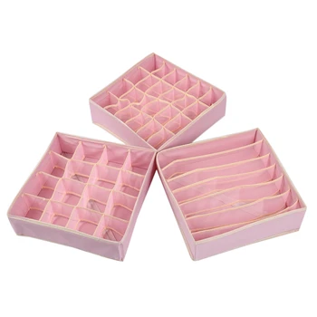 

3Pcs/Set Socks Storage Box for Closet Separated Underwear Organizer Foldable Bras Storage Box Drawer Organizer Home Storage