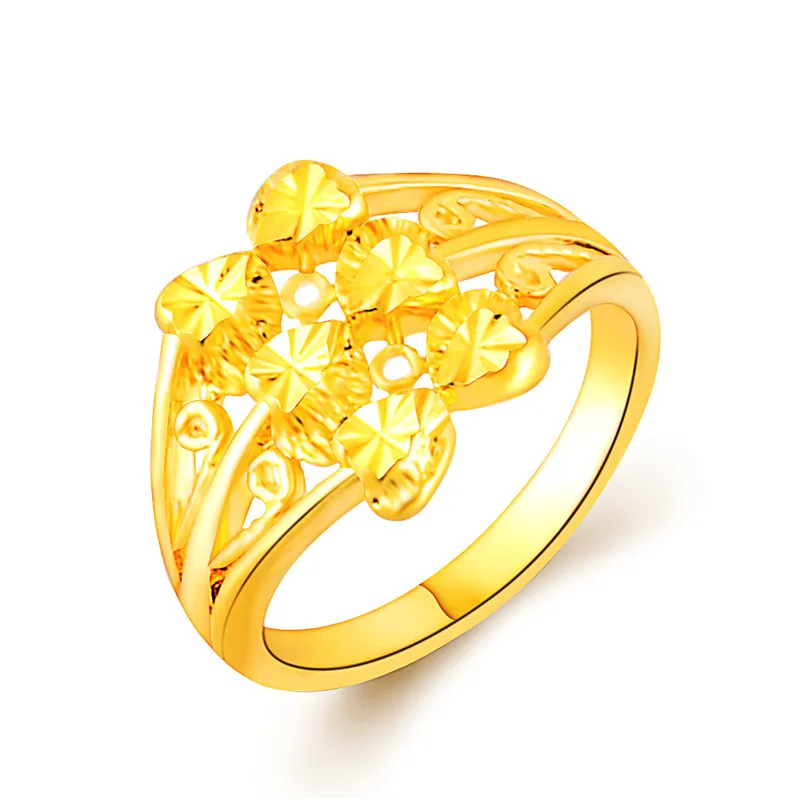 

Ring-Style Hot Sales Jewelry Ring Copper Electroplated 24K Gold Spacious Electroplated Anti-Allergy Manufacturers Direct Selling