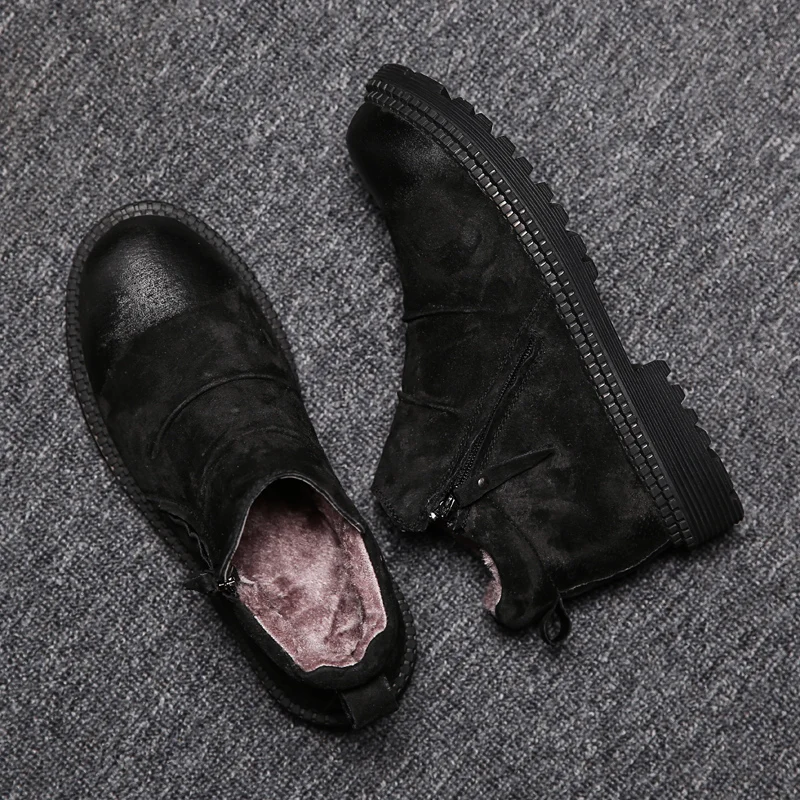 Брендовые очень теплые мужские зимние кожаные водонепроницаемые резиновые сапоги; ботинки для отдыха; английская обувь в стиле ретро для мужчин; большие размеры
