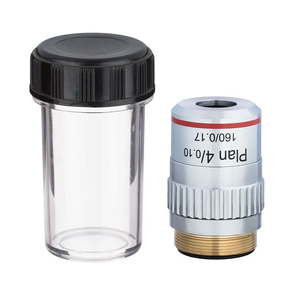 

195 Plan Achromatic 4X 10X 40X 100X Objective Lens Biological and Metallurgical Microscope RMS Interface Thread 20.2mm