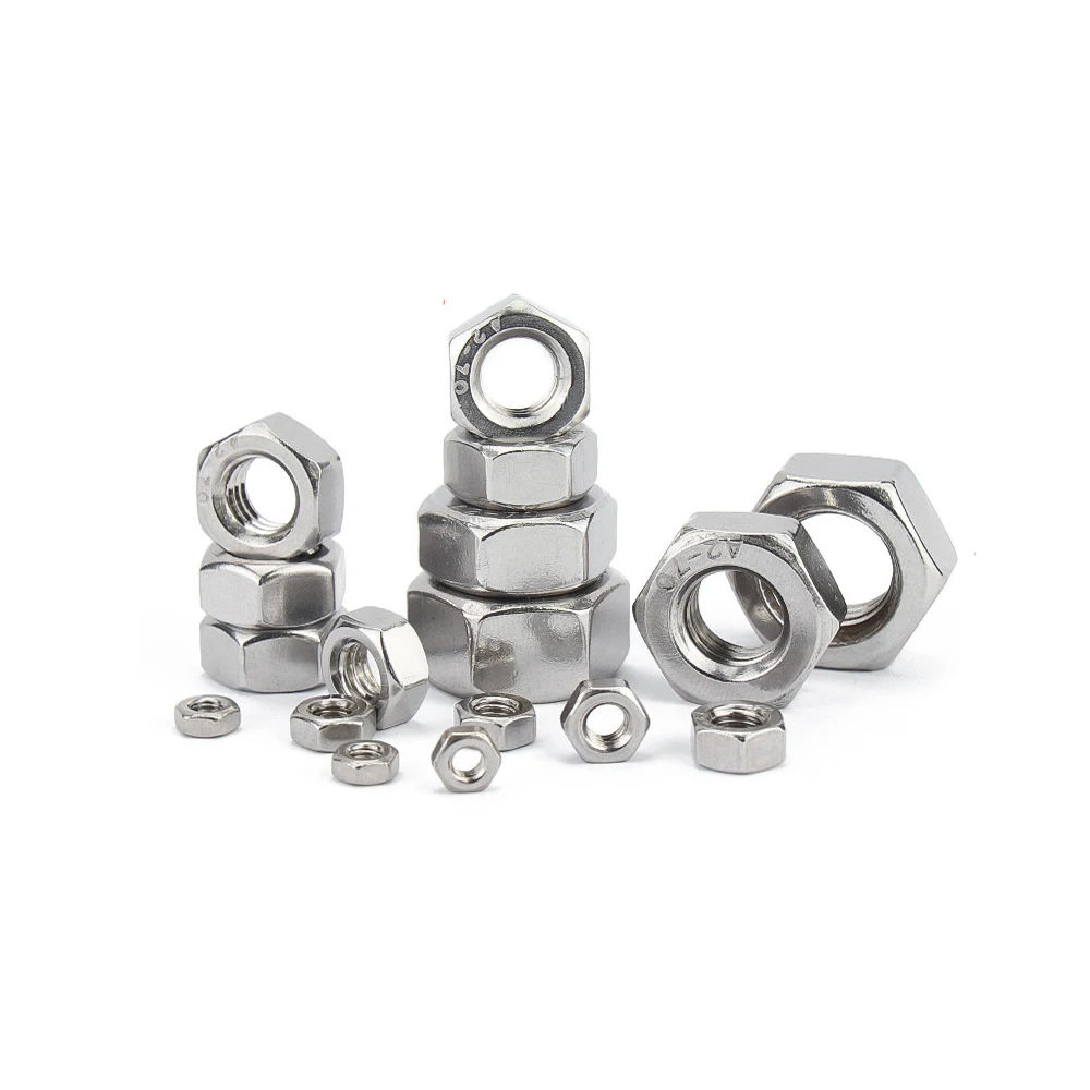 Hex Nut  Hexagon 304 Stainless Steel M1 M1.2 M1.4 M1.6 M2 M2.5 M3 M3.5 M4 M5 M6 M8 M10 M12 M14 M16 M18 M20 M22 M24 M27 M30 M33