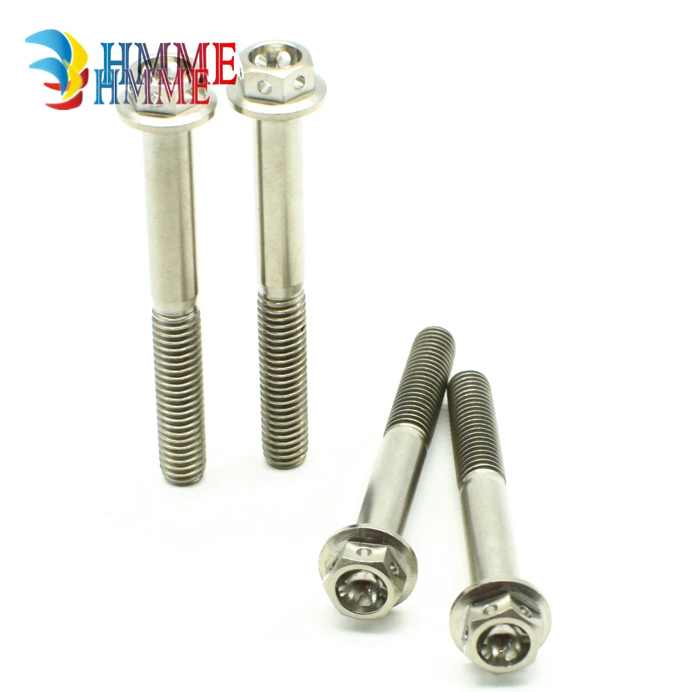 Titanium bolts M6x50mm flange head titanium color  (4)