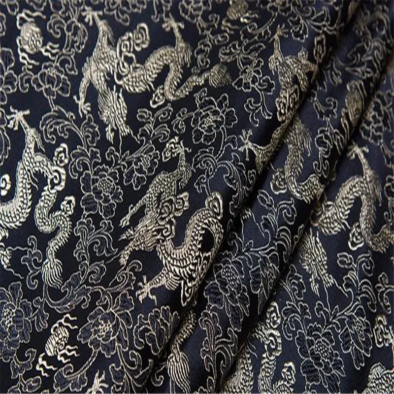 6 black Brocade Polyester Fabric Small Dragons Classical Pattern Best Quality Jacquard Fabric For Chinese Cheongsam - Цвет: 6 black