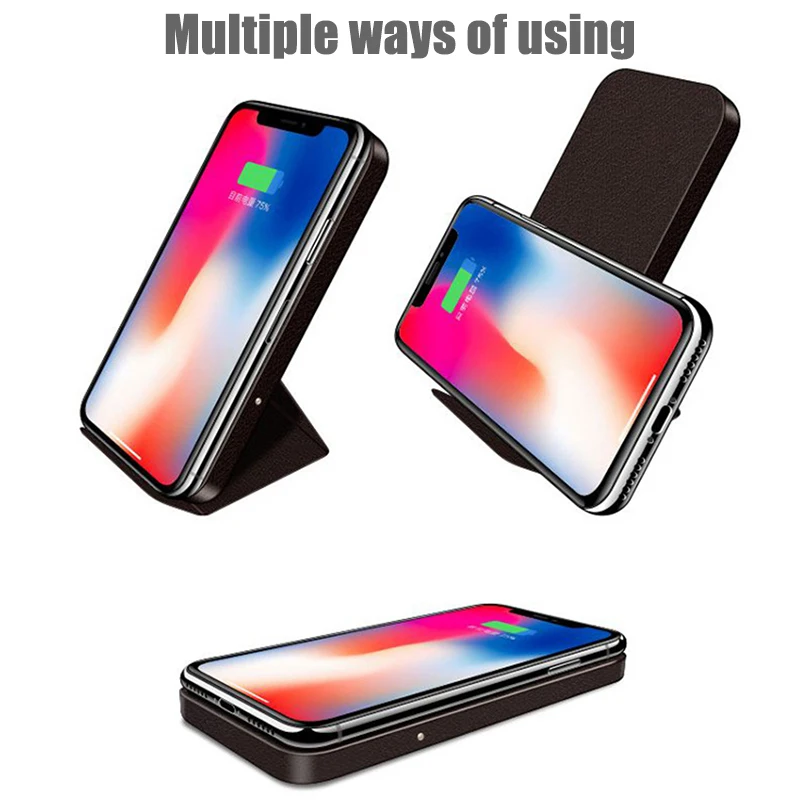 

Foldable Wireless Cell Phone Charger Portable PU Leather Phone Holder Smartphone Bracket SD998
