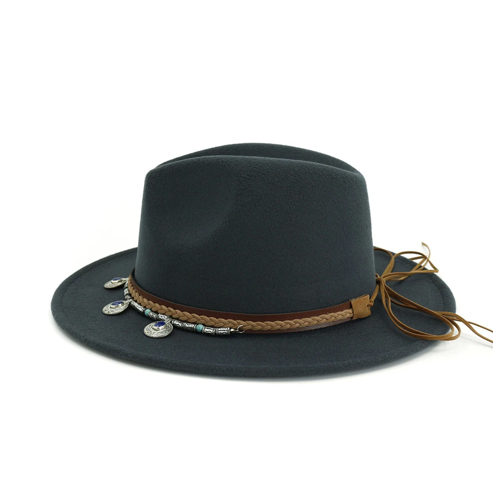 Новая модная женская мужская шерстяная шляпа Fedora для джентльмена Элегантная Дамская широкая джазования с полями шляпа церковная Панама