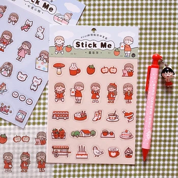 

2Sheets/Pack Cartoon Cute Korea Style Ins Boy Girl Food PVC Sticker DIY Scrapbooking Album Diary Label Decoration Stickers