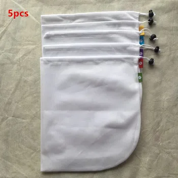 

5 Packs Mesh Bag Vegetable And Fruit Net Bag Polyester Mesh Splicing Mesh Bag Reusable Kitchen Storage Products Organizer