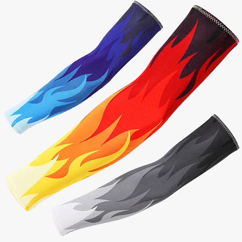 2Pieces Men Women Game Running Sleeves Cycling Cuffs muffs Arm Warmers Quick Dry Sport Gaming Tattoo Sleeve Elbow Pads Arm Cover 6