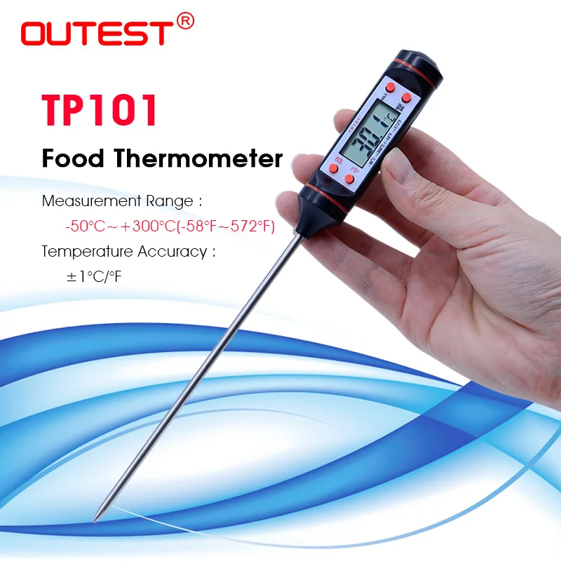 OUTEST цифровой термометр для мяса, для приготовления пищи, кухни, барбекю, зонд, вода, молоко, масло, жидкая печь, термометр TP101