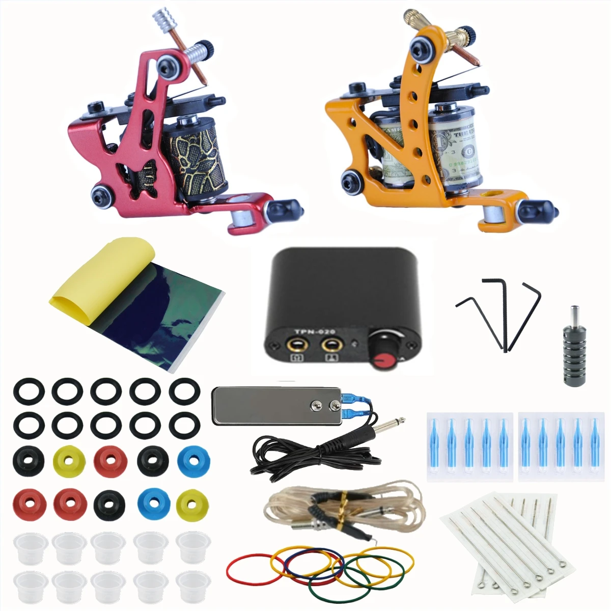 

Complete Tattoo Kit Coil 2 Tattoo Machine Gun Set Tattoo Power Supply Needles for Beginner