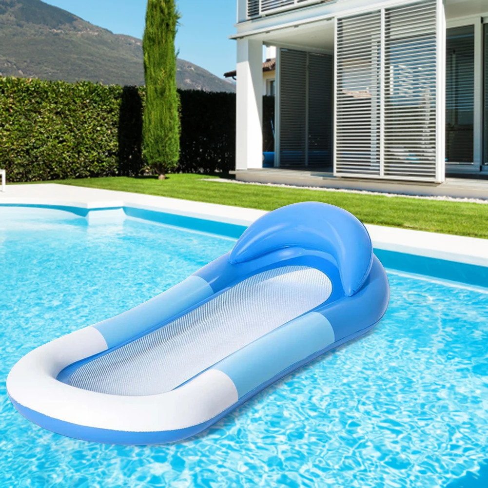 Swimming Pool Mattress Floating Water Mat Inflatable Float Hammock Inflatable Water Toys Inflatable Water Hammock Floating Bed Chair Air Mattress Swimming Pool Beach Sleeping Cushion Mesh For Children Adults