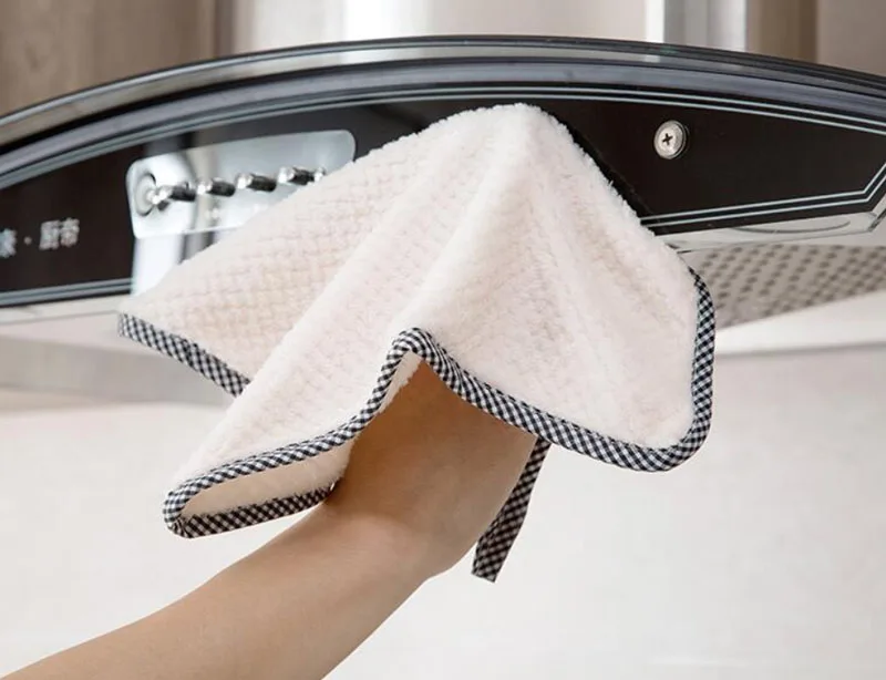 Коралловая флисовая двухсторонняя впитывающая тряпка для мытья посуды, утолщенное безмасляное полотенце без ворса, Кухонное чистящее полотенце s