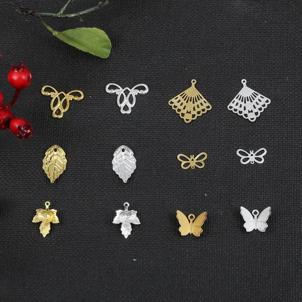 Новинка металлическая подвеска в стиле ретро медная виде цветка-бабочки 10 шт.