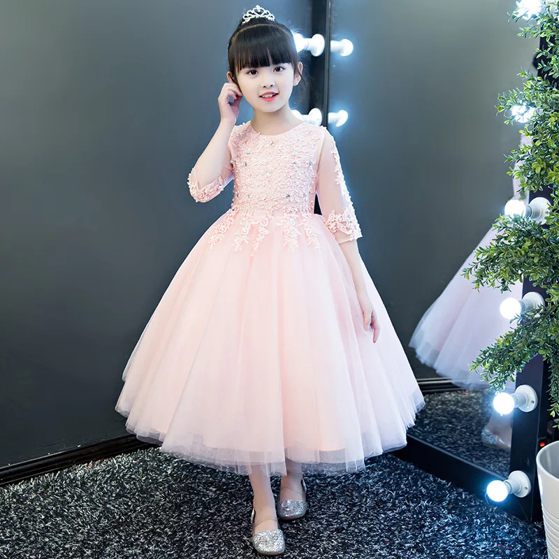 Платье принцессы для девочек; Длинные юбки; детское платье для маленьких девочек; Весна-Осень г.; весенняя одежда в западном стиле; стиль; Пышное