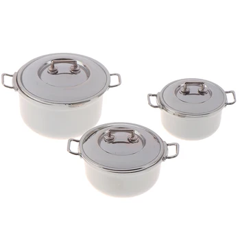 

New 1/12 Dollhouse Miniature Imitated Stainless Steel Casserole Kitchen Cookware