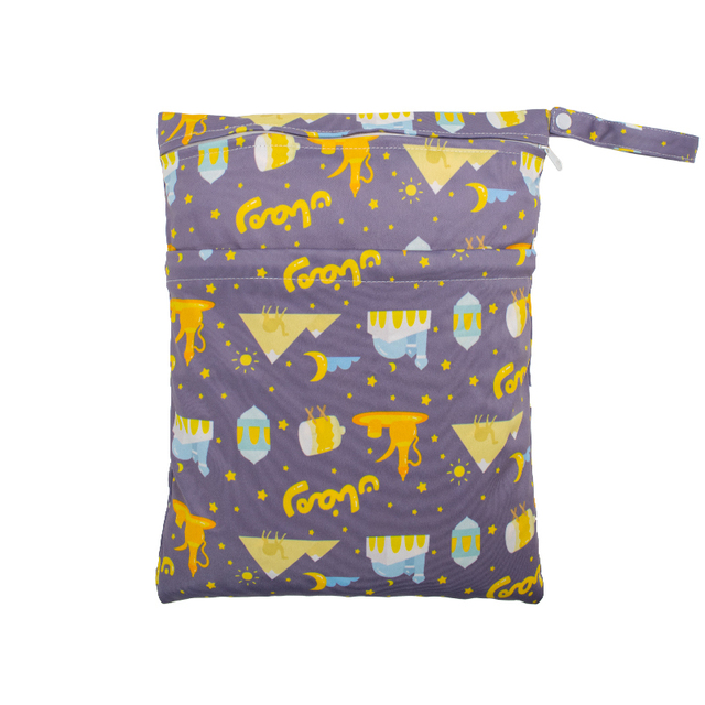 Baby Nappies Bag Printed Wet Dry Nappy Zipper Handbag Stroller Accessories For Baby Diapers Nappies Bag Reusable