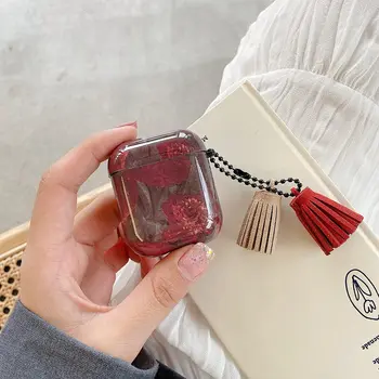 

For AirPods Case Fashion Plating Flower Pattern Earphone Case For AirPods 2 Lovely Headset Soft TPU Protect Cover with Keychain