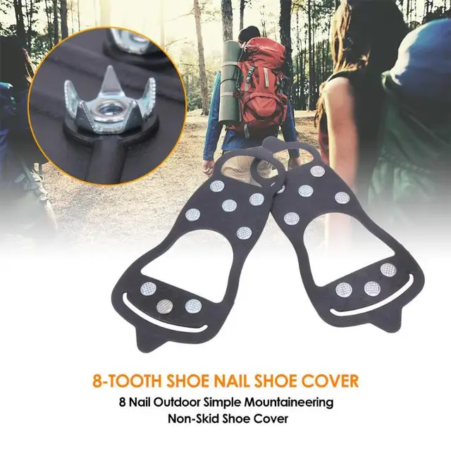 US $2.20 8 Teeth Universal Ice Snow Shoe Spiked Grips Cleats Crampons Winter Climbing Camping Anti Slip Shoe