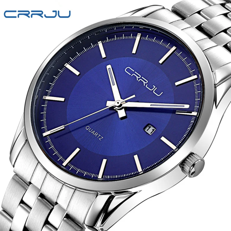 

CRRJU Mens Watches Top Brand Luxury Business Wristwatch Simple Design Luminous Auto Date Waterproof Clock Relogio 2019 Metal kol