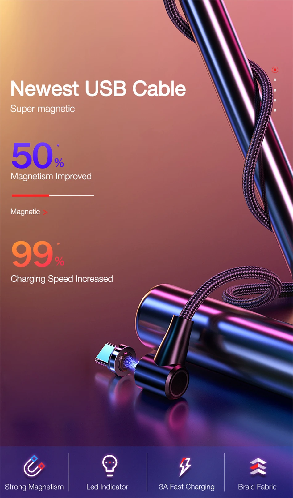Магнитный usb-кабель для зарядки на 360 градусов C для samsung S10 S9 S8 A50 Xiaomi Redmi Note 7, магнитный usb-кабель type C, зарядный провод