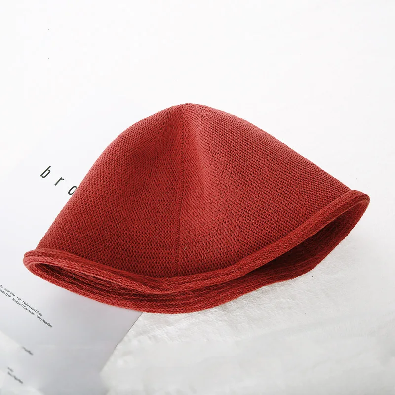 ZLD Knitted crochet hat curling cap fisherman fishing female casual lady hot autumn and winter hat Cuffed simple wool knit hat