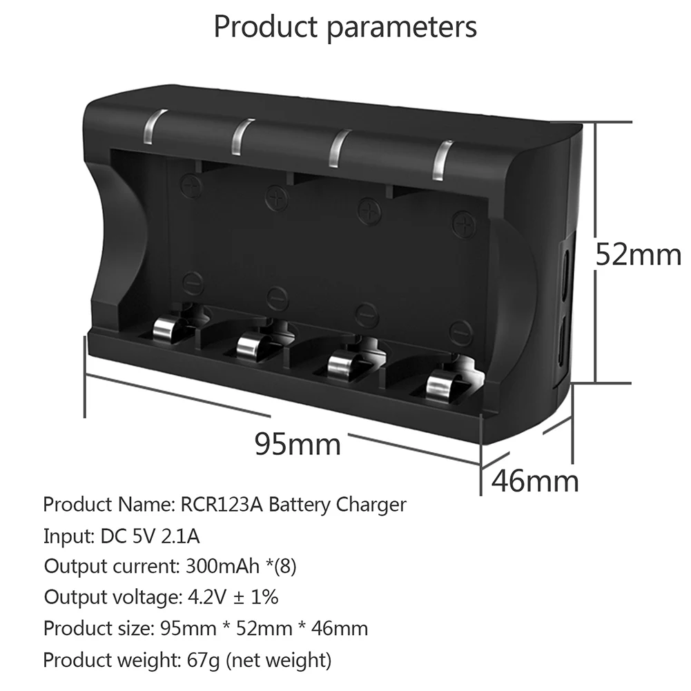 5V 300mAh 8 Слот зарядное устройство с USB зарядным портом для CR123A батареи
